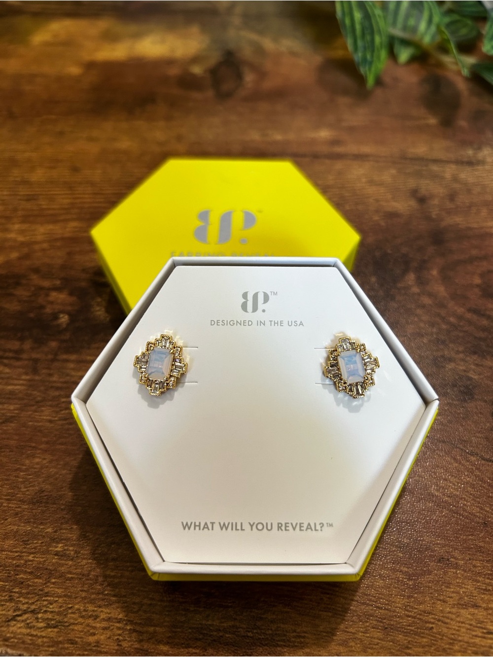 Bomb Party “Strike the Look” Gold & Moonstone Earrings
